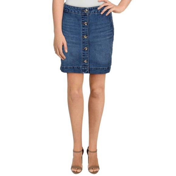 Maison Jules Womens Blue Denim Mini Daytime Skirt - Picture 1 of 4